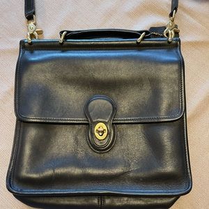 Black leather Willis top handle coach purse